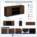 Ver imagem 6 de Armário Baixo Credenza com Nicho Central 1,60x0,72x0,45m - Workstart - Marsala/Preto - 23501