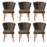 Kit 6 Cadeiras Sala de Jantar Estofada Reforçada Pétala Suede - Twdecora - 1