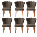 Ver imagem 1 de Kit 6 Cadeiras Sala de Jantar Estofada Reforçada Pétala Suede - Twdecora