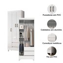 Ver imagem 2 de Guarda Roupa Solteiro com Cômoda Fit 3 Portas 2 Gavetas MDP Branco Brilho Santos Andirá