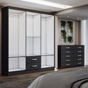 Ver imagem 5 de Guarda-roupa Casal Maya 6 Portas 2 Gavetas com Cômoda 10 Gavetas Preto - Panorama Móveis
