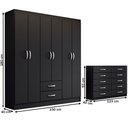 Ver imagem 4 de Guarda-roupa Casal Maya 6 Portas 2 Gavetas com Cômoda 10 Gavetas Preto - Panorama Móveis
