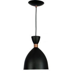 Kit 3 Lustre Pendente Califórnia De Alumínio Preto Com Cobre - 3