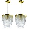 Kit 2 Lustre Pendente De Cristal Acrílico Manucrilic Dourado - 1