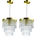 Ver imagem 1 de Kit 2 Lustre Pendente De Cristal Acrílico Manucrilic Dourado