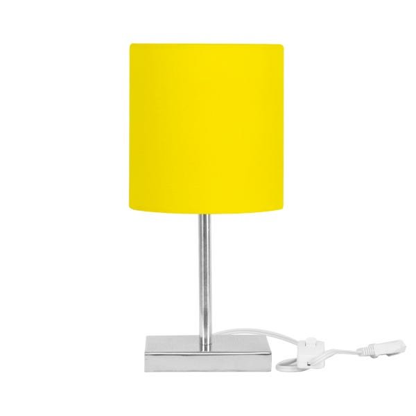 Abajur Eros Cilindrico Amarelo com Base Quadrada de Inox - 1