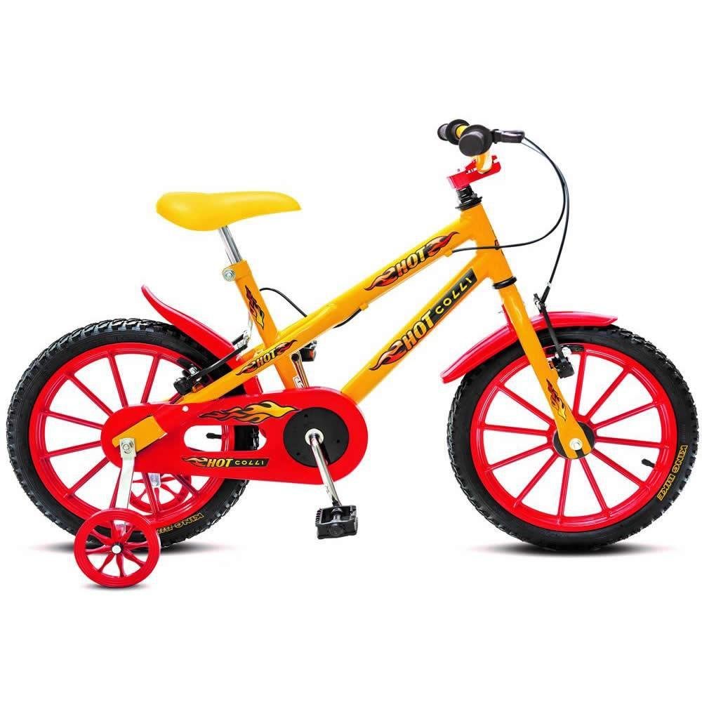 Bicicleta Infantil Aro 16 Amarela Menino Hot Colli Bikes
