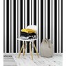 Papel De Parede Listrado Preto Branco Para Quarto Sala Com Laminação - 4
