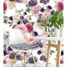 Papel De Parede Floral Fundo Branco Flores Rosa e Roxo Com Laminação - 1