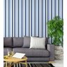Papel De Parede Listrado Azul Claro Branco Para Sala Quarto Com Laminação - 4