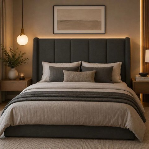 Cabeceira Estofada Valentina Luxo Moderna King 1.95 Bz Home Decor Cinza