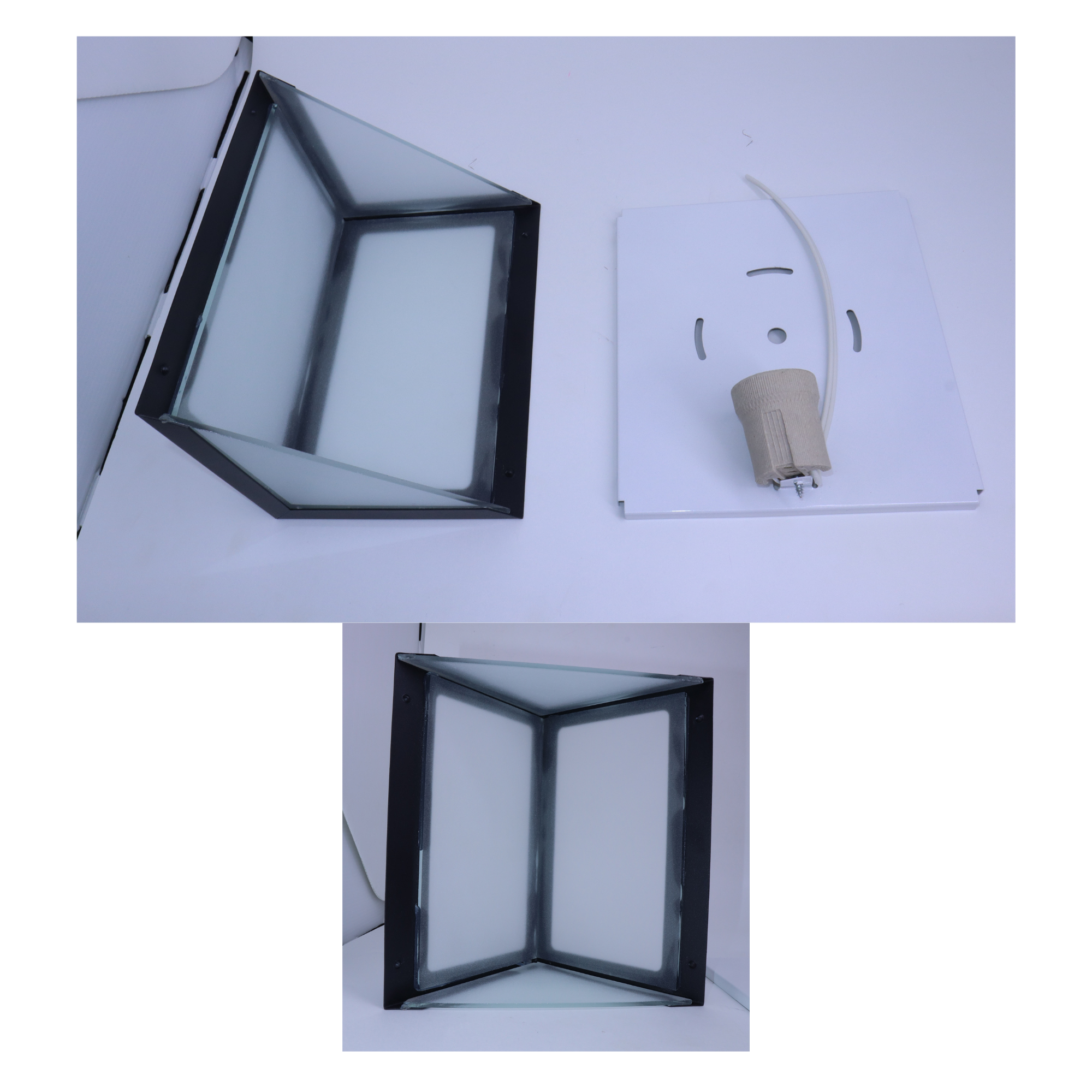 Luminária Arandela Alumínio E27 Parede/Muro com 4 Vidros Interna/Externa - 6226 - Branco Texturizado - 7
