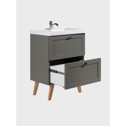 Gabinete para Banheiro com Cuba e Espelho 60cm Retro Mdf Verde Milano - On Móveis - 10