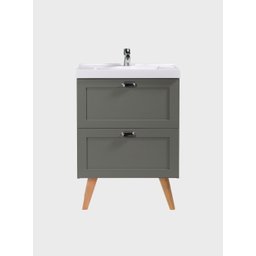 Gabinete para Banheiro com Cuba e Espelho 60cm Retro Mdf Verde Milano - On Móveis - 6