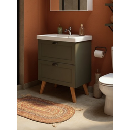 Gabinete para Banheiro com Cuba e Espelho 60cm Retro Mdf Verde Milano - On Móveis - 4