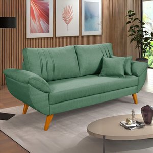 Cama Texas 3 Lugares Linho Almofadas Inclusas Design Vintage:verde