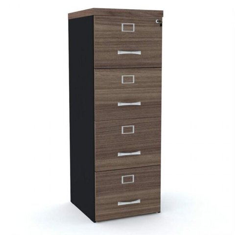 Armário de Arquivo Oficio Pe40 Pandin 45,70 Cm (largura) em Mdp Cor Walnut e Preto 4 Gavetas