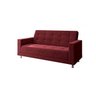 Sofá Cama 3 Lugares Mônaco Móveis Digital - Veludo Vermelho - 1