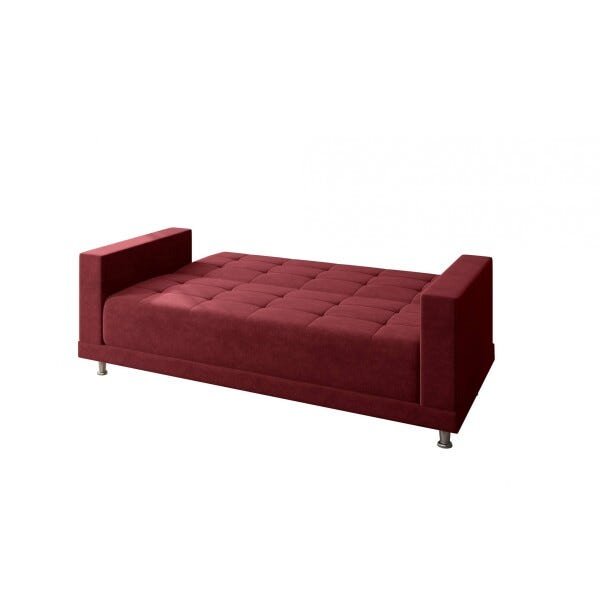 Sofá Cama 3 Lugares Mônaco Móveis Digital - Veludo Vermelho - 5