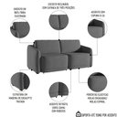Ver imagem 3 de Sofá Cama Casal para Sala 176cm Polska K04 Veludo Cinza Escuro - Mpozenato