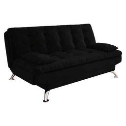 Sofá Cama 3 Lugares Casal Premium Suede Preto - Móveis Digital - 1