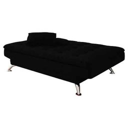 Sofá Cama 3 Lugares Casal Premium Suede Preto - Móveis Digital - 3