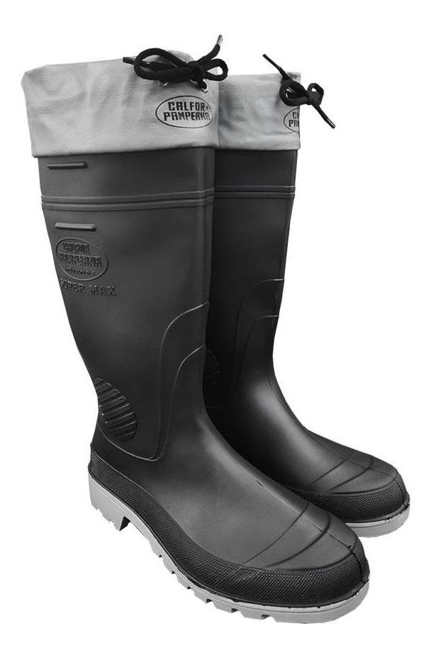 Bota Borracha Pvc Impermeável Galocha Cinza com Amarra Indus Preta com Cinza Liso 4546 Br - 2