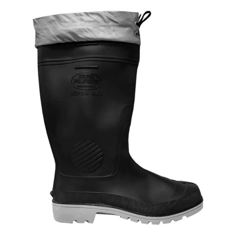 Bota Borracha Pvc Impermeável Galocha Cinza com Amarra Indus Preta com Cinza Liso 4546 Br