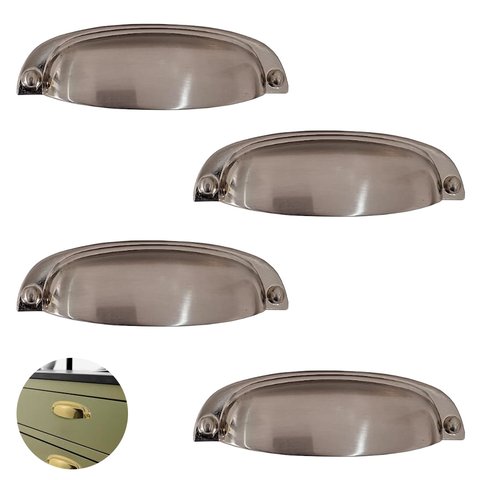 Puxador Concha Niquelado Escovado Stilo Gruppa 64mm 4 Unidades