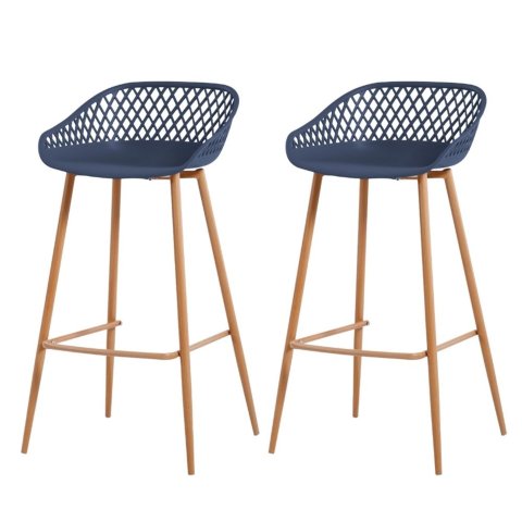 Kit 2 Banquetas Mônaco Clarice Alta Fratini 96 Cm (altura) em Polipropileno Azul Marinho Base em a