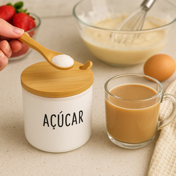 Açucareiro Vidro Doha Tampa de Bambu Colher 300ml Hauskraft - 3
