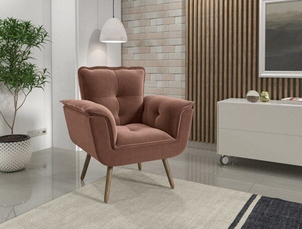 Poltrona Decorativa Opala Veludo Móveis Digital - Caramelo - 2