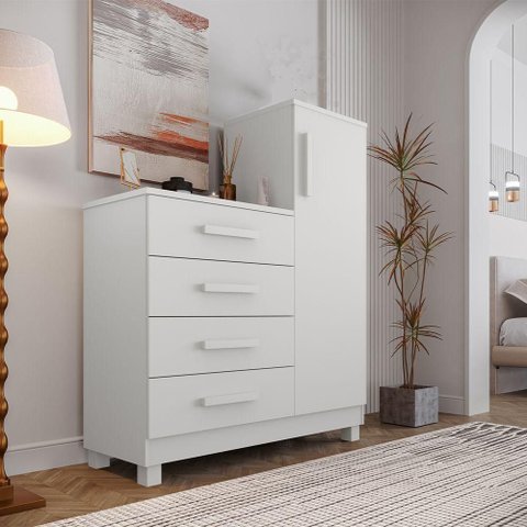 Comoda Adulto Alta para Quarto Versátil Branca