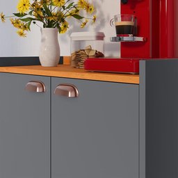 Buffet Linea 2 Portas Cantinho Café Cozinha Sala Jantar Puxador Concha Cinza/cinamomo–rpm - 5
