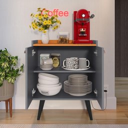 Buffet Linea 2 Portas Cantinho Café Cozinha Sala Jantar Puxador Concha Cinza/cinamomo–rpm - 3