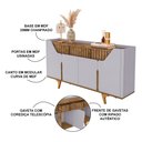 Ver imagem 3 de Aparador Buffet Danubio 4 Portas 2 Gavetas Pé Madeira Maciça Off-White/Cinamomo
