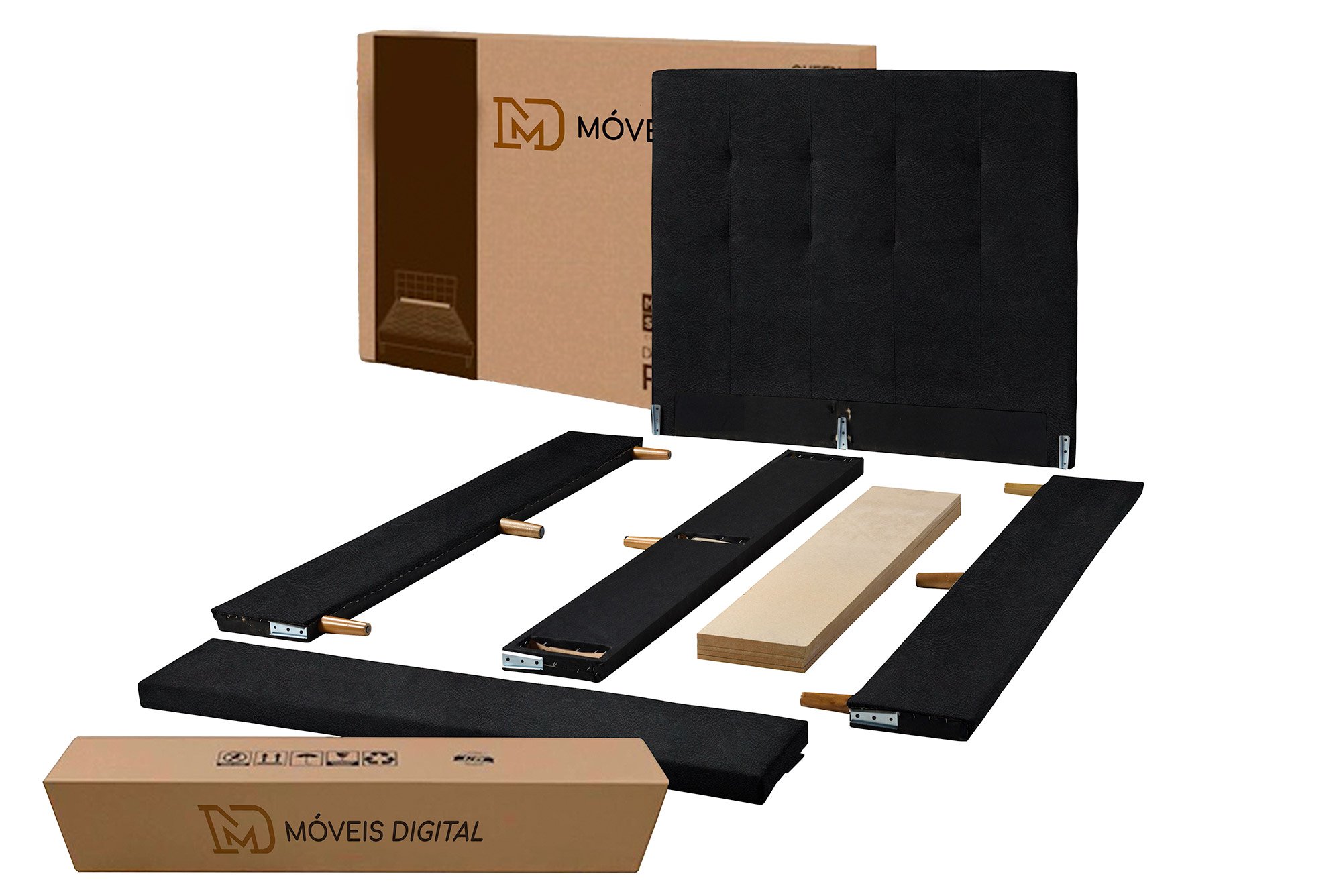 Conjunto Cama Box + Cabeceira Imperial Roma Solteiro 88x188x 38 cm - Móveis Digital - 5