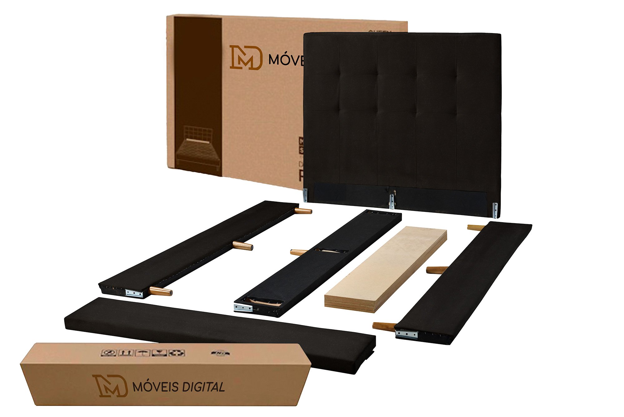 Conjunto Cama Box + Cabeceira Imperial Roma King 193x203x38 cm - Móveis Digital - 5