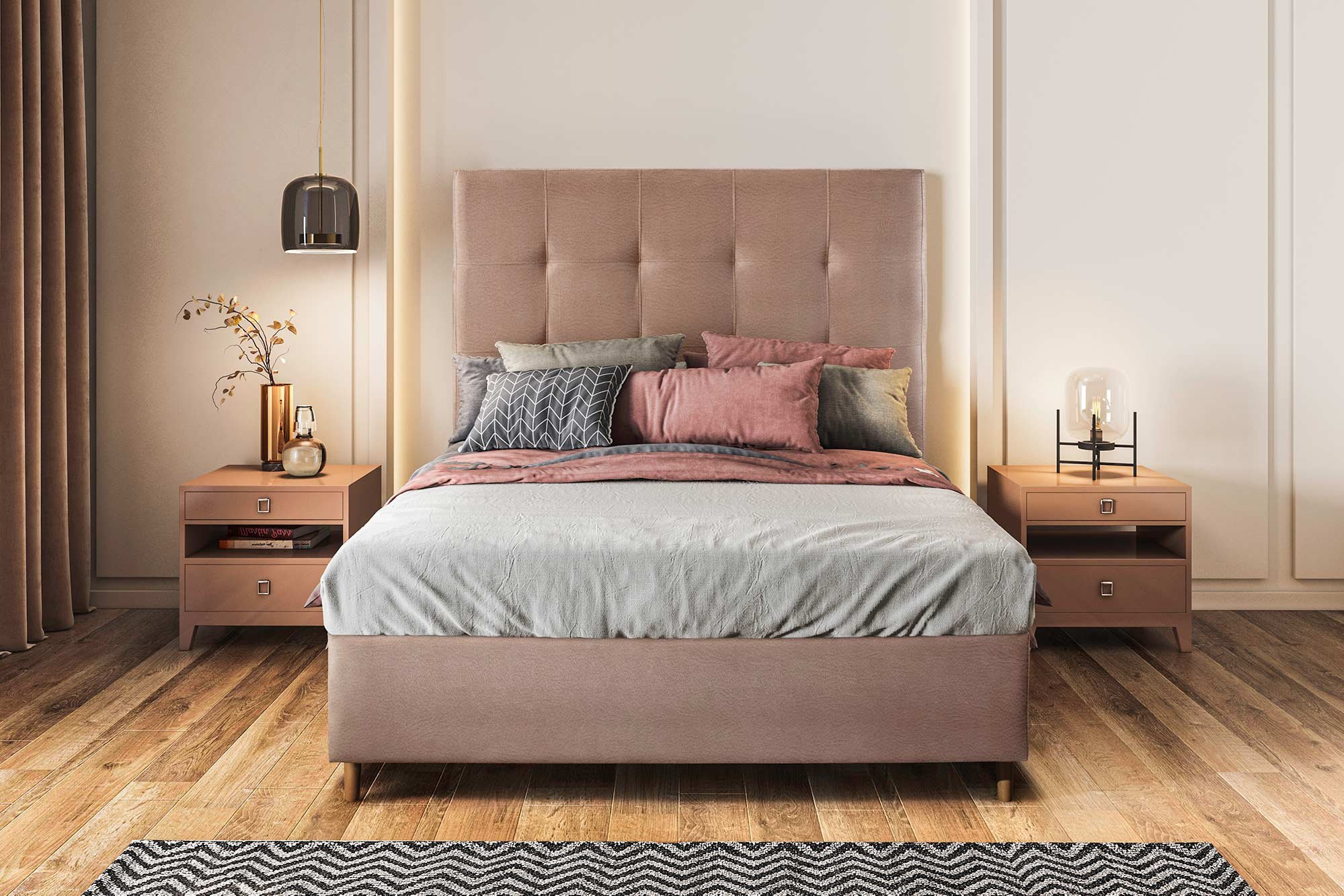Conjunto Cama Box + Cabeceira Imperial Roma King 193x203x38 cm - Móveis Digital - 1
