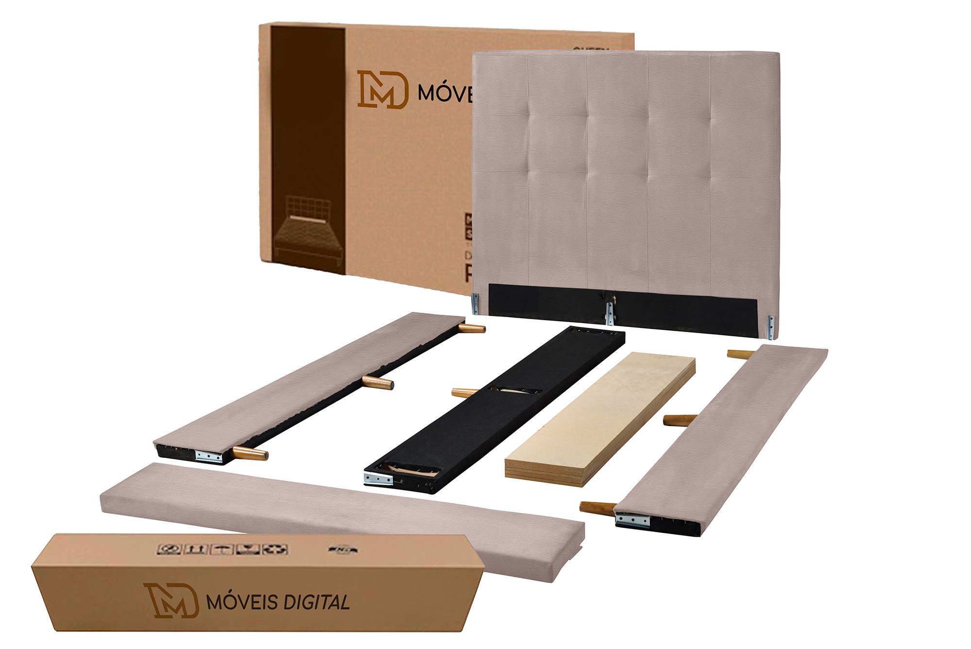 Conjunto Cama Box + Cabeceira Imperial Roma King 193x203x38 cm - Móveis Digital - 5