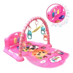 Tapete de Atividades Infantil com Mobile e Piano Rosa - Importway