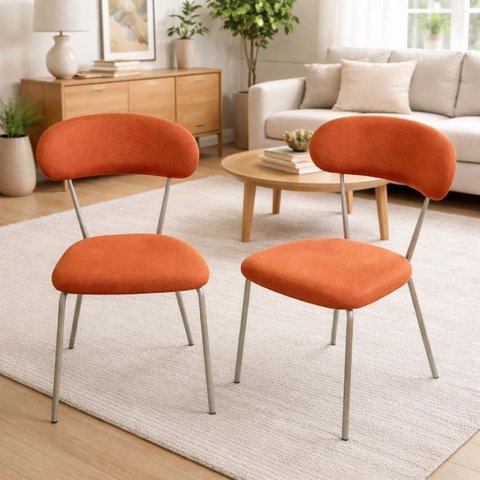 Cadeira de Jantar Design Moderno Tecido Linho Terracota 2un