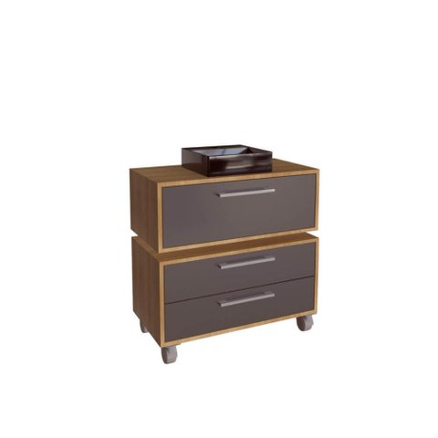 Gabinete Suspenso 80cm Alice Mel Grafite Balcão Cuba Preta 2 Gavetas com 1 Basculante para Banheiro