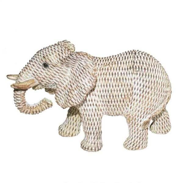 Escultura Elefante Decorativo de Resina Branco e Bronze