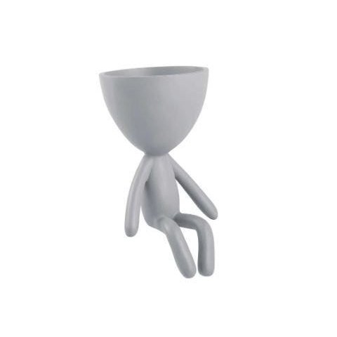 Vaso Cachepot Cinza Bob Sentado 19cm 12414 Mart