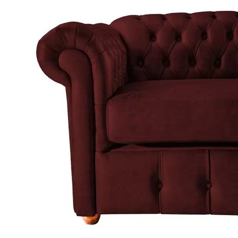 Conjunto c/ 2 Sofás Chesterfield Capitone Luis XV Vicenzo Bordo Couro Eco 2M / Decoracao, sala tv es