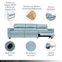 Ver imagem 3 de Sofá Sala de Cinema Elétrico Maldivas Reclinável Retrátil 4 Lugares 281cm Couro Azul Celeste G40 - G