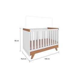 Berço Infantil Retrô 2 em 1 Branco/Cinza - Peroba - 2