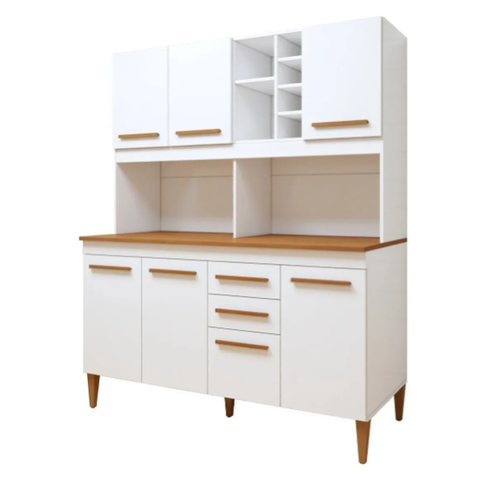 Kit de Cozinha Toronto 7 Portas Branco - Kaiki Móveis