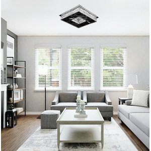 Plafon Quadrado Cristal 35cm LED 32W 6000K Bivolt